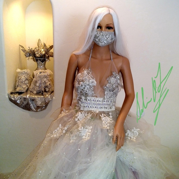 SAMPLE GOWN SET ONLY - "CECILIA" Ivory & Pastel Wedding Ballgown Set - Picture 9 of 14